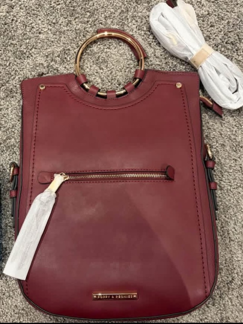 Poppy and peonies burgundy purse - gold hardware - new
